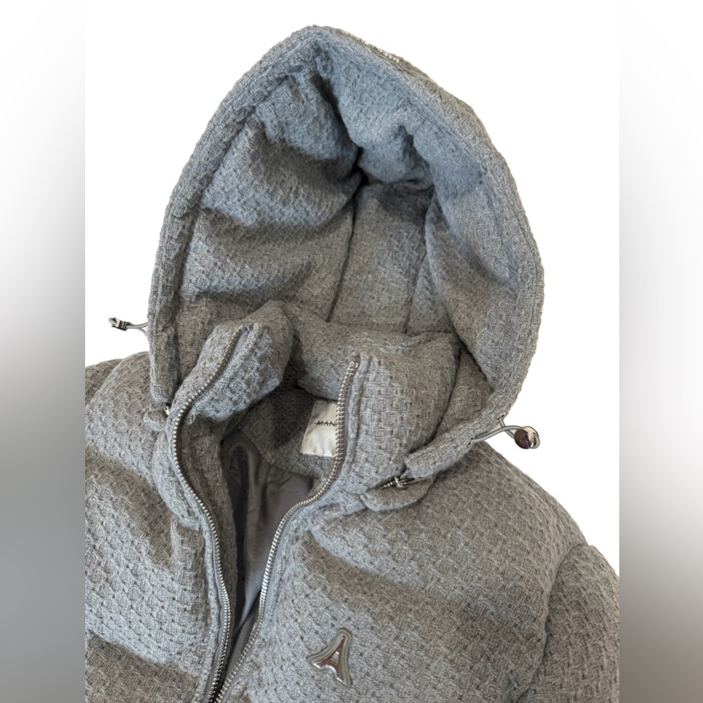 Maniere De Voir Grey Puffer Coat With Hood Size 4 - Picture 2 of 16